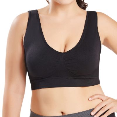 Sports Bras for Women Padded Yoga Tank Tops with Build in Bra Sleeveless Fitness Workout Running Vest Cami Crop Tops Black