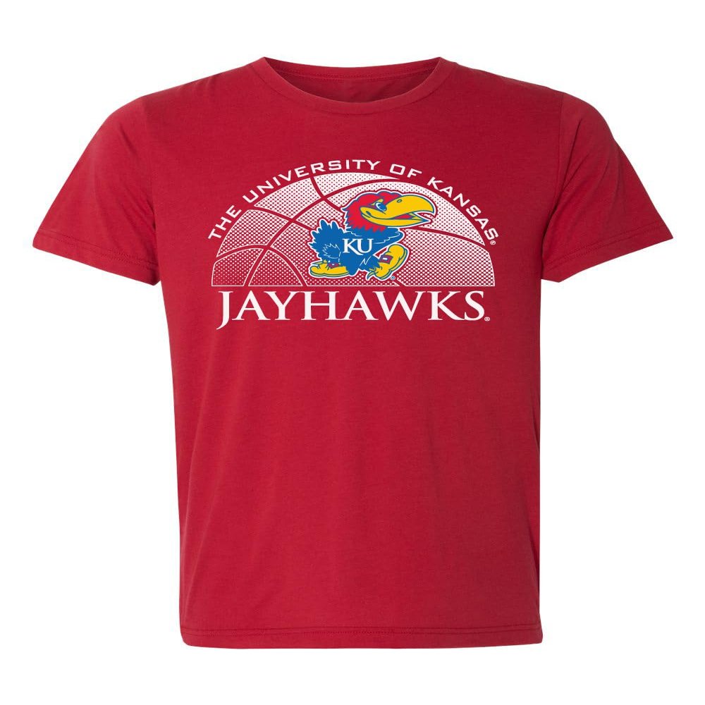 CornBorn Kansas Mens Apparel - Premium Tri-Blend Kansas Basketball Primary Logo - Red - Medium