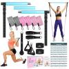 Pilates Bar Kit with Resistance Bands, Multifunctional Yoga Pilates Bar with Heavy-Duty Metal Adjustment Buckle, Portable Home Gym Pilates Resistance Bar Kit for Women Full Body Workouts -Blue view 1