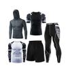 Dressnu Sportswear fitness five-piece men's tight stretch quick dry White Grey M view 1