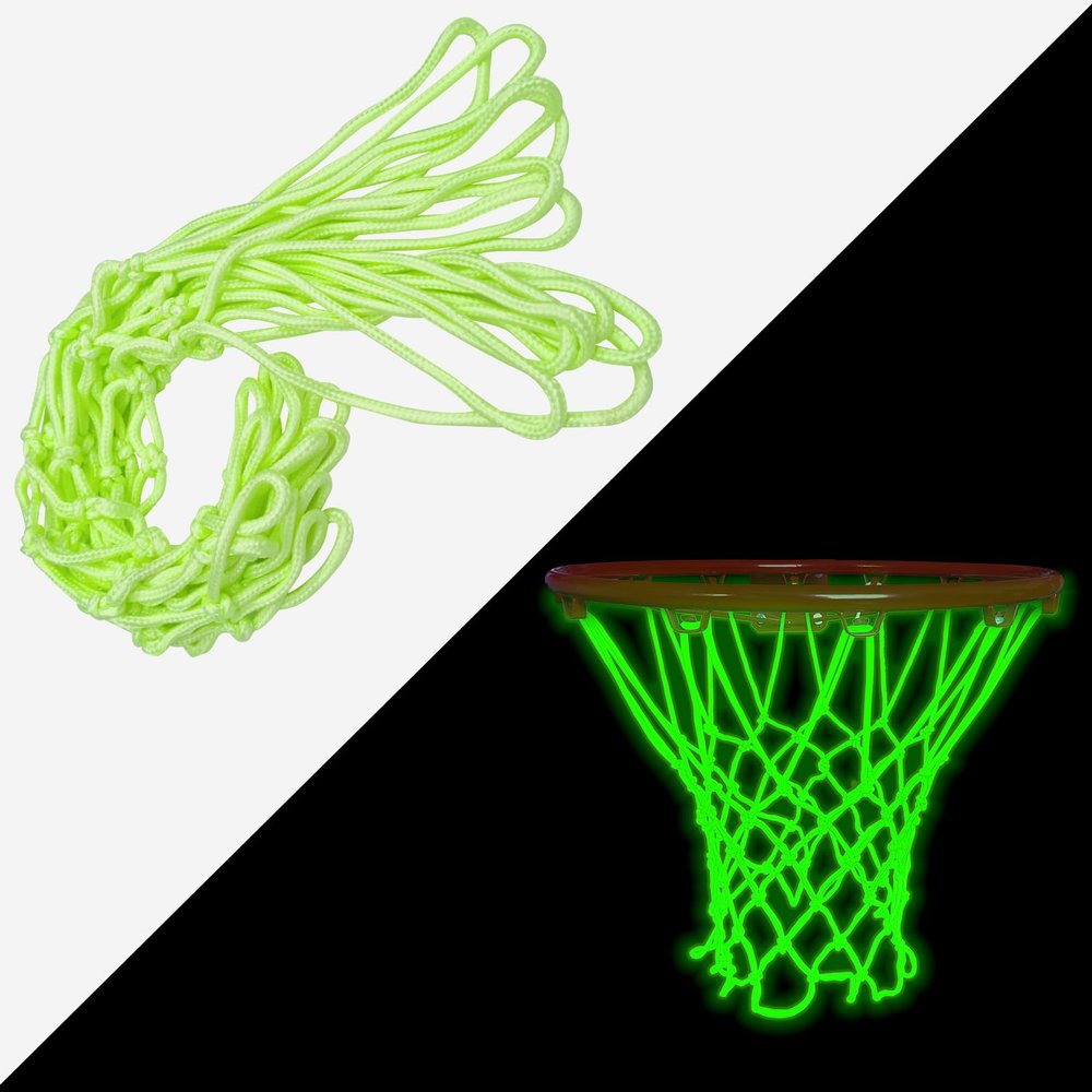 2pcs Nightlight Basketball Net,Basketball Net Replacement, Pink Glow in the Dark Basketball Net,Basketball Accessories,Standard Size 12 Loops for Indoor and Outdoor Replacement Net. (Green)