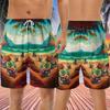 228CLOSET Skull Men's Swim Trunks - Tropical Island Hawaiian Shorts for Men, Men's Summer Bathing Shorts Set 09 Size Size 2XL view 3