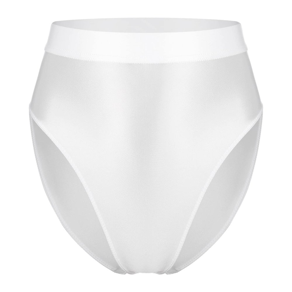 YiZYiF Women Oil Glossy High Waist Booty Shorts Hot Pants High Cut Panties Briefs Rave Dance Bottoms White XX-Large