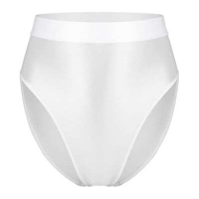 YiZYiF Women Oil Glossy High Waist Booty Shorts Hot Pants High Cut Panties Briefs Rave Dance Bottoms White Large