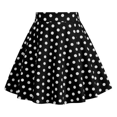 Giggle 'n Go 1950s Vintage Full Circle Skirt - High Waist Rockabilly Flare for Girls, Polka Dots, Black Knee Length A-line Skirt - 8-9 Years
