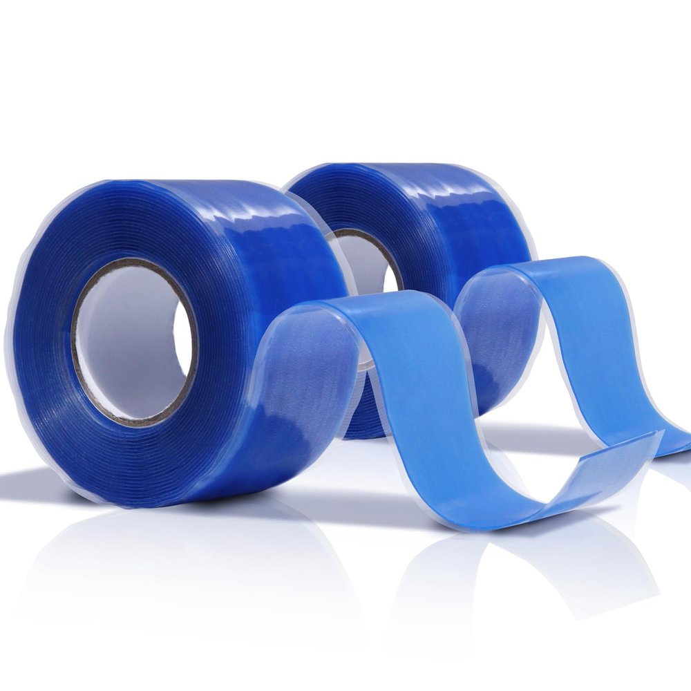 MEBMIK 2 Rolls 1IN X 10FT Grip Tape,Self Fusing Silicone Grip Wrap for Handles,No Adhesive,Blue