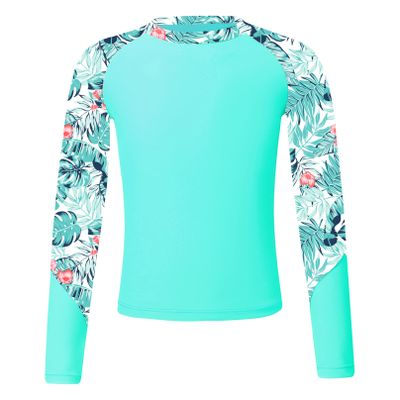 iiniim Kids Girls Rash Guard Swimsuits Tops UPF 50+ Swim Shirt Long Sleeve Fishing Shirt Swimwear Teal 6 Years