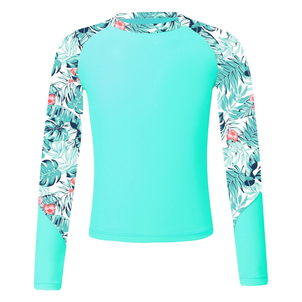 iiniim Kids Girls Rash Guard Swimsuits Tops UPF 50+ Swim Shirt Long Sleeve Fishing Shirt Swimwear Teal 6 Years