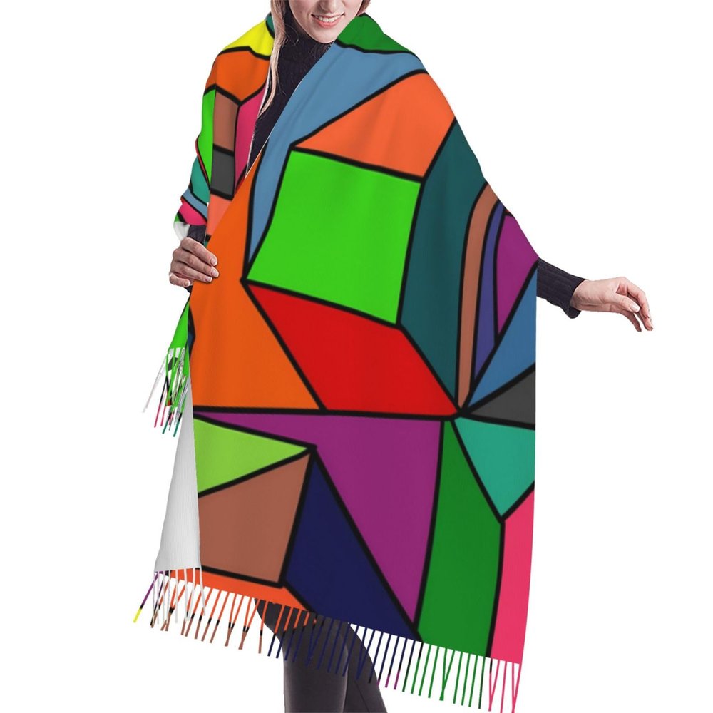 LMNSWDA Angle Doodle Women's Fashion Cashmere Feel with Tassel Large scarf warm party shawl Wraps