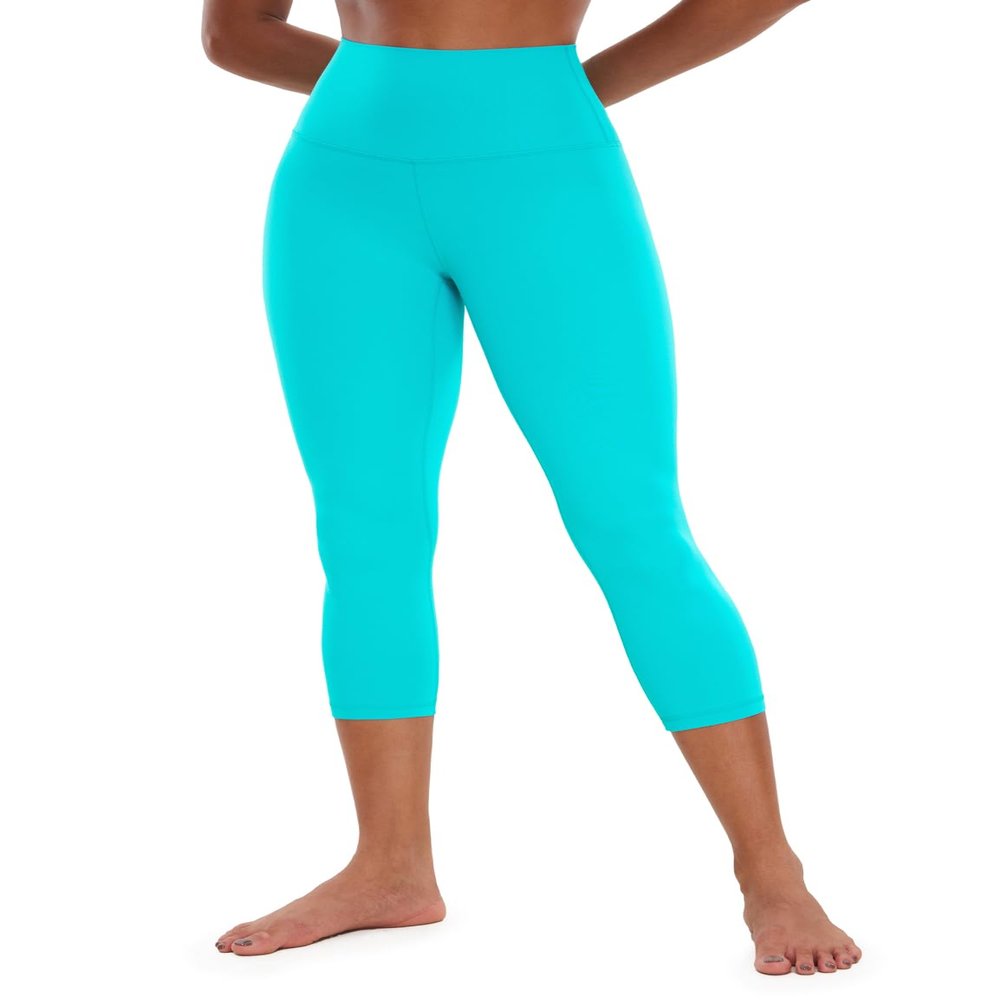 CRZ YOGA Butterluxe High Waisted Capris Workout Leggings for Women 21'' - Lounge Buttery Soft Yoga Pants (Neon) Spectral Blue Large