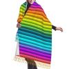 LMNSWDA Modern Colorful Rainbow Stripes Pattern Women's Fashion Cashmere Feel with Tassel Large scarf warm party shawl Wraps view 1