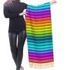 LMNSWDA Modern Colorful Rainbow Stripes Pattern Women's Fashion Cashmere Feel with Tassel Large scarf warm party shawl Wraps view 2