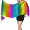 LMNSWDA Modern Colorful Rainbow Stripes Pattern Women's Fashion Cashmere Feel with Tassel Large scarf warm party shawl Wraps view 3
