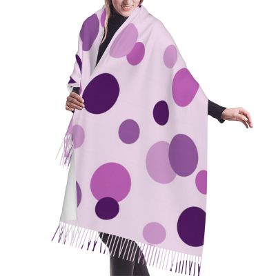 LMNSWDA Polka dot colourful bubbles Women's Fashion Cashmere Feel with Tassel Large scarf warm party shawl Wraps