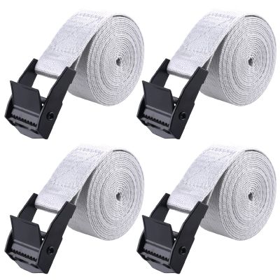TRIWONDER Cinch Tie Down Strap Lashing Straps Heavy Duty Nylon Straps with Cam Buckles for Cargo, Trucks, Boat, Motorcycle,SUP, Kayak, Canoe, Trailer (3m, Grey - 4 Pack)