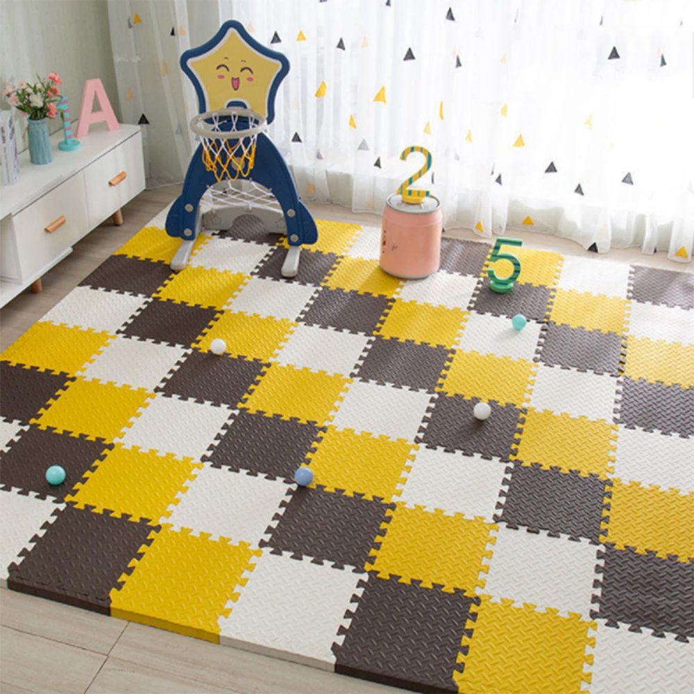 12"x12" Squares Interlocking Foam Tiles, 24 Pieces Yoga Exercise Playmats, 0.5"/1" Thick Foam Puzzle Floor Mat, Home Flooring Protector