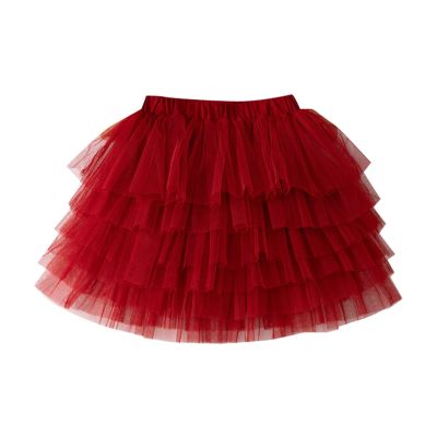Tutu Skirt for Baby Girls Layered Ballet Tulle Skirt Toddler Little Girls Short Skirt Dress (Red, 5-6 Years)