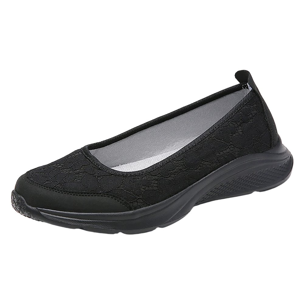 Leisure Women's Slip On Travel Soft Sole Comfortable Shoes Outdoor Mesh Runing Fashion Sports Toe Shoes for Women (Black, 6.5)