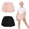 2 Packs Girls Athletic Butterfly Shorts Flowy Shorts for Kids 2-in-1 Tennis Short for Workout(Black+Light Pink,X-Large) view 1