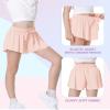 2 Packs Girls Athletic Butterfly Shorts Flowy Shorts for Kids 2-in-1 Tennis Short for Workout(Black+Light Pink,X-Large) view 2