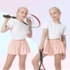 2 Packs Girls Athletic Butterfly Shorts Flowy Shorts for Kids 2-in-1 Tennis Short for Workout(Black+Light Pink,X-Large) view 3