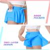 2 Packs Girls Athletic Butterfly Shorts Flowy Shorts for Kids 2-in-1 Tennis Short for Workout(Hot Pink+Light Blue,Large) view 3