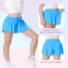 2 Packs Girls Athletic Butterfly Shorts Flowy Shorts for Kids 2-in-1 Tennis Short for Workout(Hot Pink+Light Blue,Large) view 4