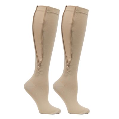 Blaward Plus Size Compression Socks with Zipper for Women Men, 20-30 mmhg Wide Calf Knee Stockings Circulation Support