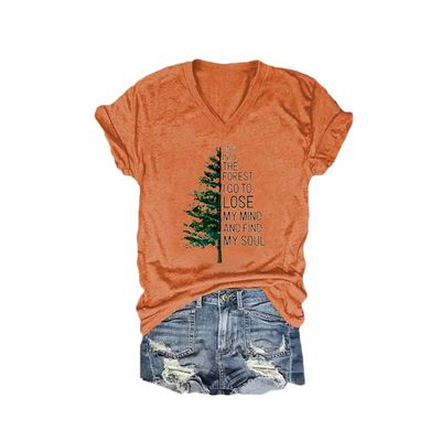 Into The Forest I Go to Lose My Mind and Find My Soul Shirt and Into The Forest I Go Shirt Casual Vintage T-Shirts Fun Graphic V Neck Tee Funny Tank Tops Loose Tshirts Women Gifts