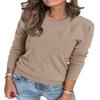 Arach&Cloz Womens Spring Tops 2024 Trendy Fashion Long Sleeve Shirt Crew Knit Pullover Sweater Dressy Blouse Clothes Apricot view 1
