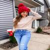 Arach&Cloz Womens Spring Tops 2024 Trendy Fashion Long Sleeve Shirt Crew Knit Pullover Sweater Dressy Blouse Clothes Apricot view 2