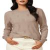 Arach&Cloz Womens Spring Tops 2024 Trendy Fashion Long Sleeve Shirt Crew Knit Pullover Sweater Dressy Blouse Clothes Apricot view 4