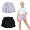 2 Packs Girls Athletic Butterfly Shorts Flowy Shorts for Kids 2-in-1 Tennis Short for Workout(Black+Light Purple,Large) view 1