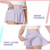 2 Packs Girls Athletic Butterfly Shorts Flowy Shorts for Kids 2-in-1 Tennis Short for Workout(Black+Light Purple,Large) view 2