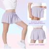 2 Packs Girls Athletic Butterfly Shorts Flowy Shorts for Kids 2-in-1 Tennis Short for Workout(Black+Light Purple,Large) view 4