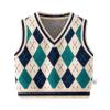 warmstraw Knitted School Uniform Sweater Vest Sweater Pullover Carton Pattern Soft Vest for Baby Boys Girls Plaid Pattern Beige 3-4 T view 1