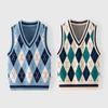 warmstraw Knitted School Uniform Sweater Vest Sweater Pullover Carton Pattern Soft Vest for Baby Boys Girls Plaid Pattern Beige 3-4 T view 2
