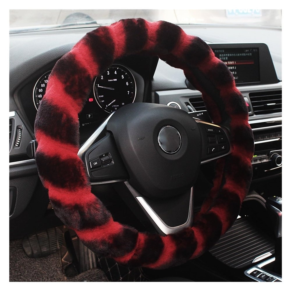 FUERU Car Steering Wheel Cover Set Universal Car Steering Wheel Cover Autumn and Winter Plush Delicate Breathable Car Interior (Color : 4#)