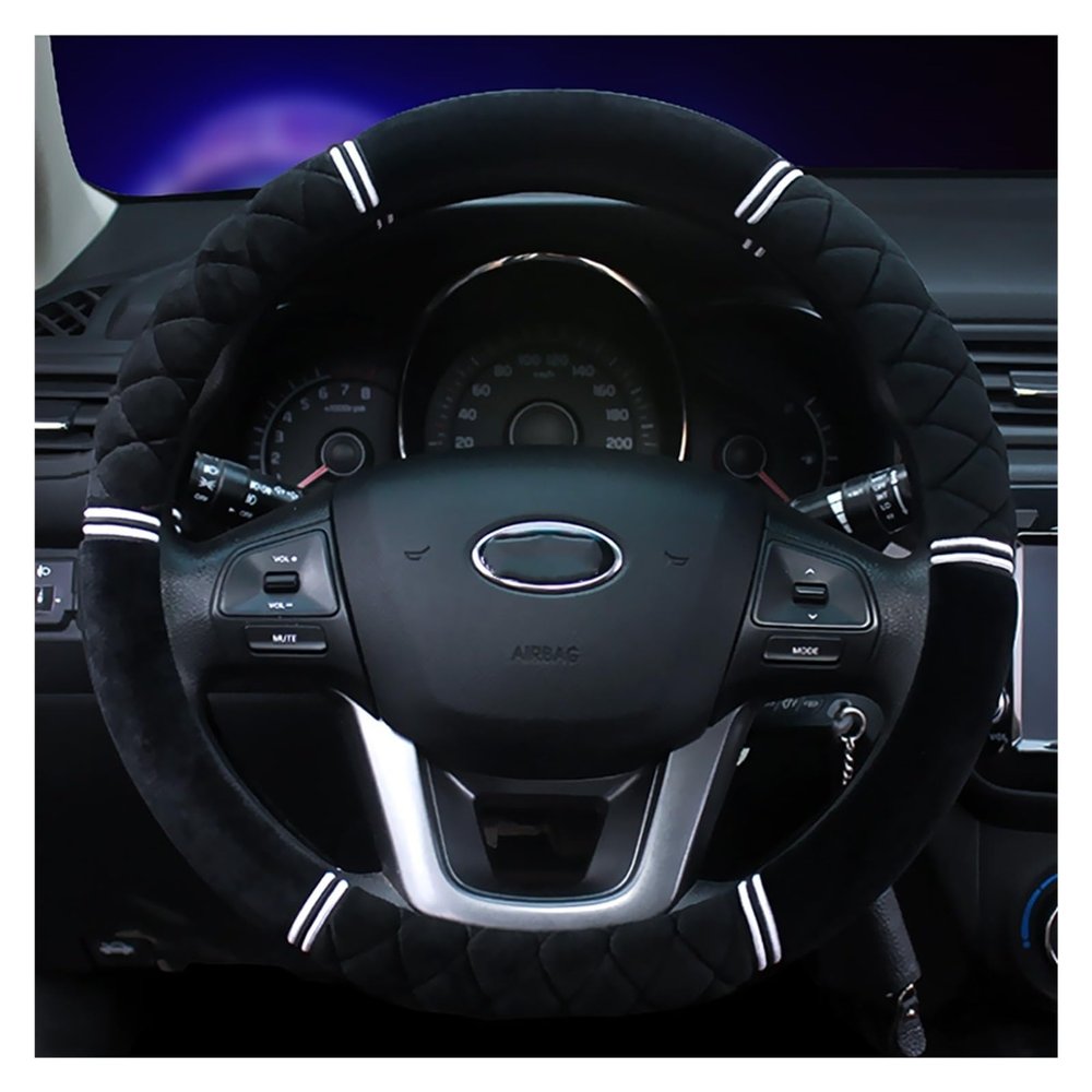 FUERU Car Steering Wheel Cover Set Universal Car Steering Wheel Cover Autumn and Winter Plush Warm Comfortable Car Interior (Color : 1#)