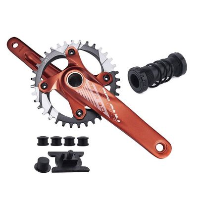 HIMALO Mountain Bike Hollow Integrated Crankset 170mm Crank Arm Set 104BCD 34T/36T Single Chainring MTB Crankset 8-12 Speed,with BSABB (Color : Red, Size : 36T)
