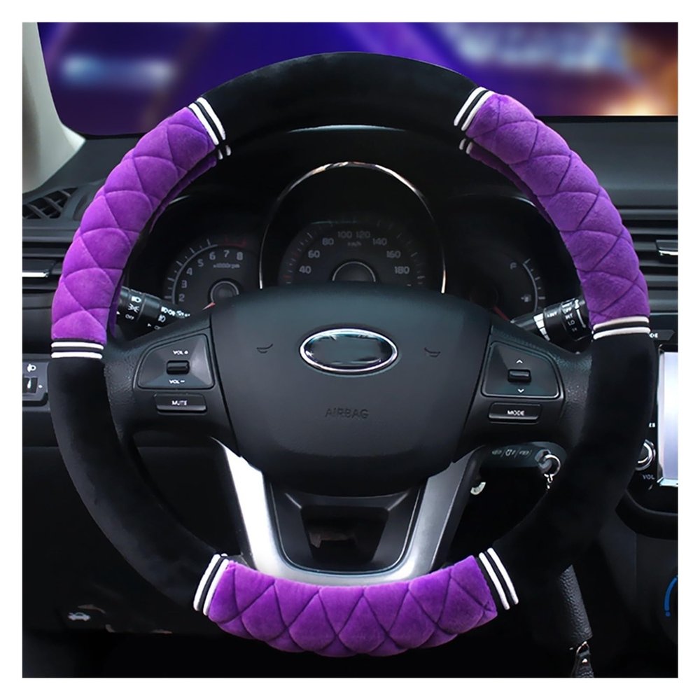 FUERU Car Steering Wheel Cover Set Universal Car Steering Wheel Cover Autumn and Winter Plush Warm Comfortable Car Interior (Color : 5#)