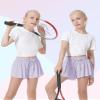 2 Packs Girls Athletic Butterfly Shorts Flowy Shorts for Kids 2-in-1 Tennis Short for Workout(Hot Pink+Light Purple,X-Large) view 3