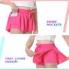 2 Packs Girls Athletic Butterfly Shorts Flowy Shorts for Kids 2-in-1 Tennis Short for Workout(Hot Pink+Light Purple,X-Large) view 4