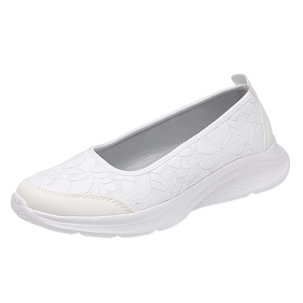 Leisure Women's Slip On Travel Soft Sole Comfortable Shoes Outdoor Mesh Runing Fashion Sports Toe Shoes for Women (White, 9)