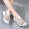 Leisure Women's Slip On Travel Soft Sole Hollow Comfortable Shoes Outdoor Mesh Runing Fashion Womens Small Heel Sandals (White, 7) view 3