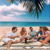 LEOKOTI Beige Brown Western Beach Blanket Waterproof Sandproof, Southwest Modern Geometric Abstract Art Lightweight Outdoor Picnic Blanket Portable Large Beach Mat for Travel/Camping/Hiking 118"x108" view 3