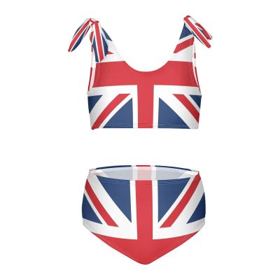 ALAZA London British Flag Union Jack Girls' 2 Piece Bikini Set Beach Sport Swimsuit Swimwear Bathing Suit 9-10 Years