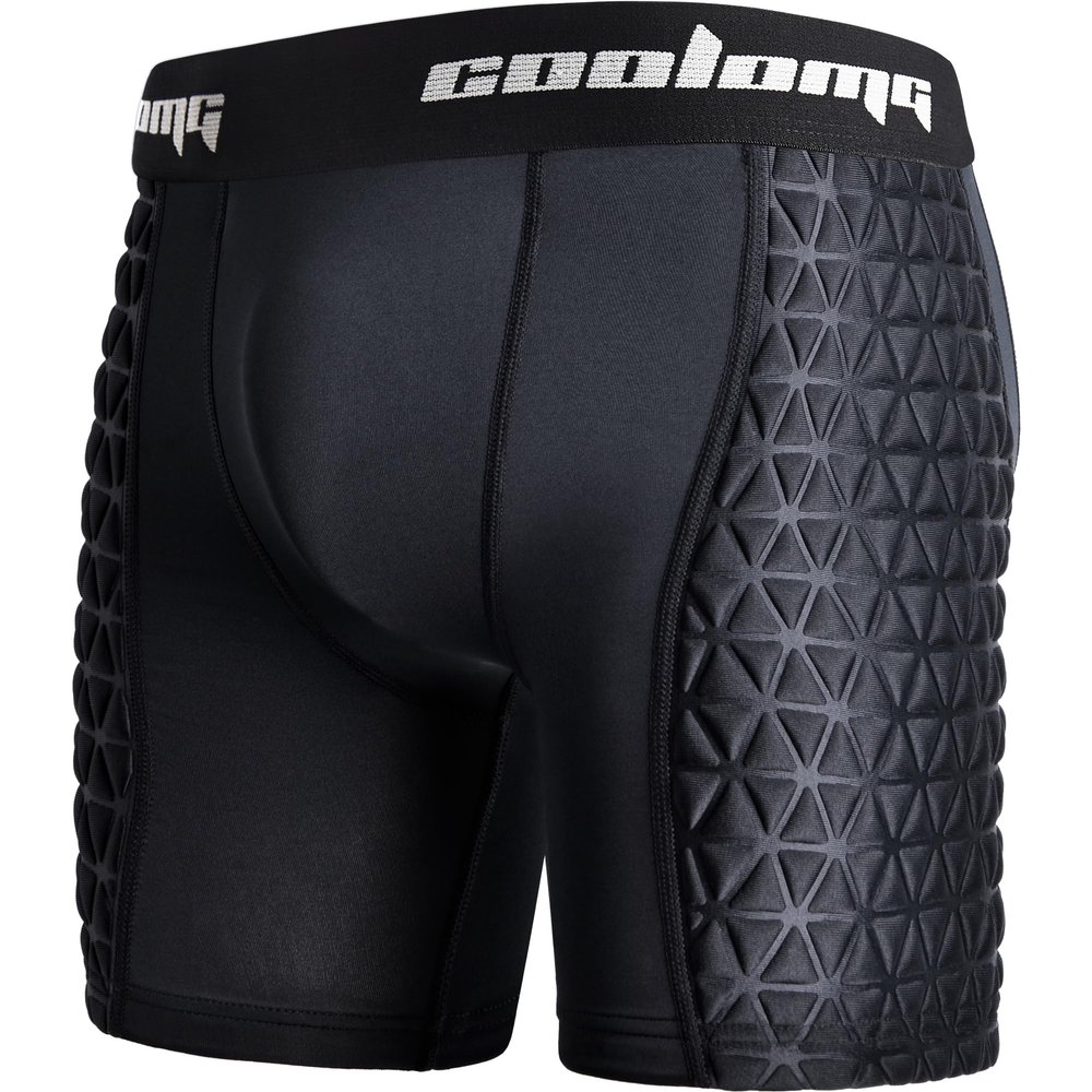 COOLOMG Men Adult Padded Baseball Sliding Shorts with Cup Pocket for Softball Football Hockey Black