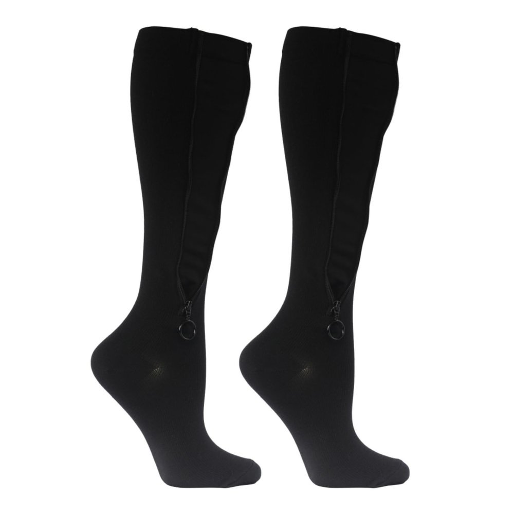 Blaward Plus Size Compression Socks with Zipper for Women Men, 20-30 mmhg Wide Calf Knee Stockings Circulation Support