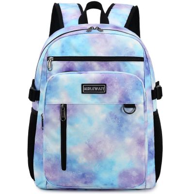 MIRLEWAIY Casual Daypack Lightweight Teen Girls boys Bookbag Water-resistent Backpacks Work Bag for school, Blue Purple Space